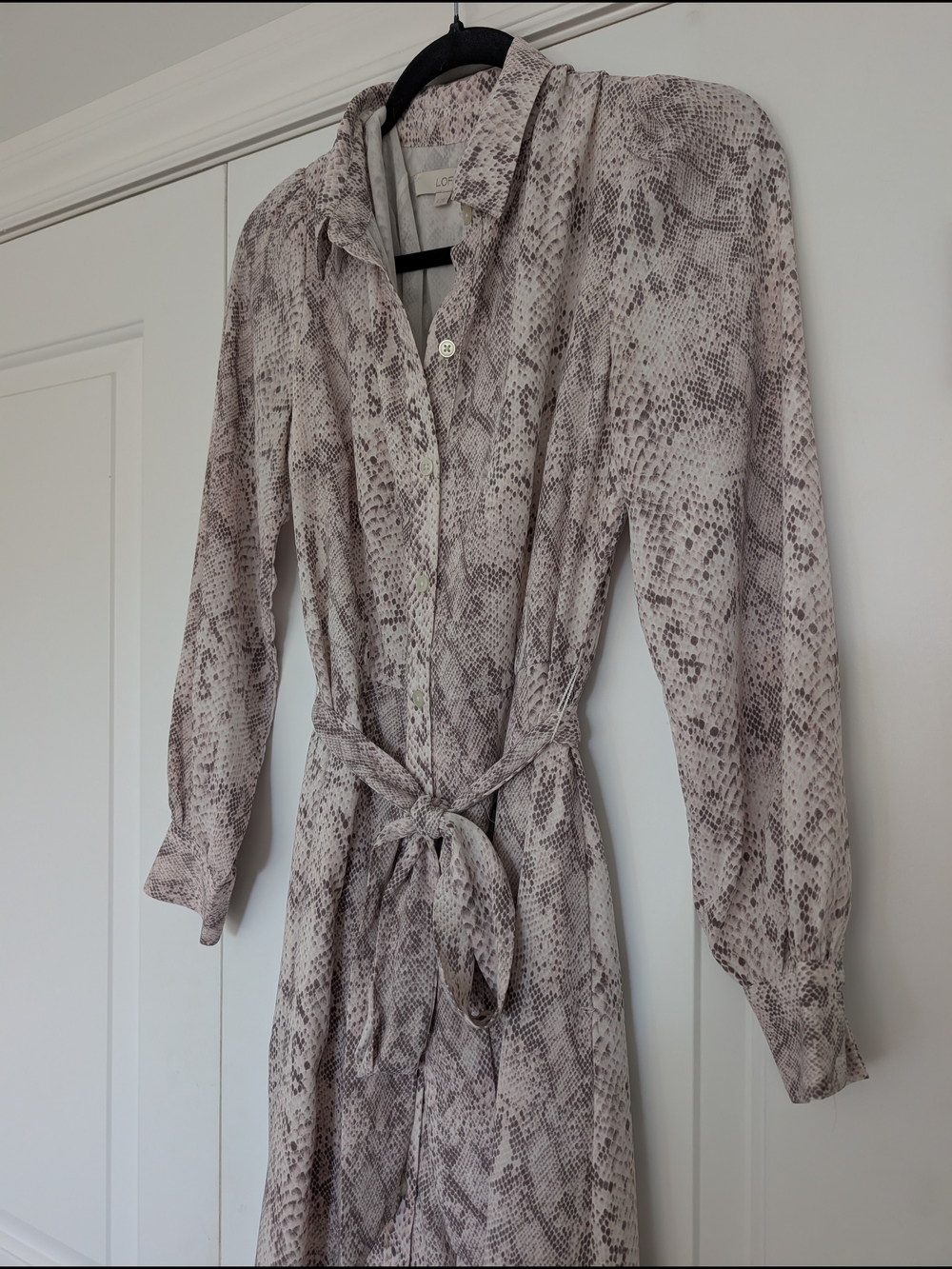 LOFT Neutral Snake Print Midi Dress